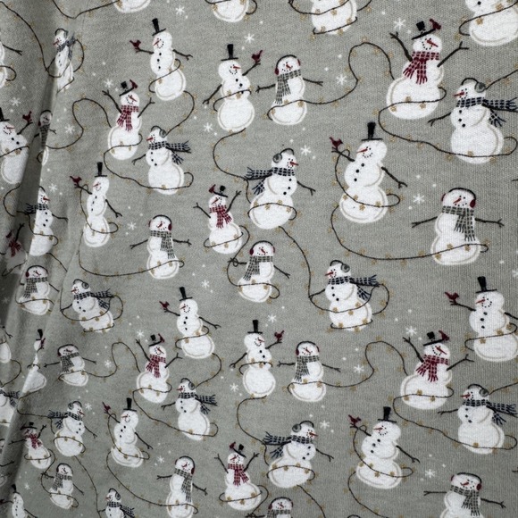 Croft & Barrow Shirt Womens L Green Mock Turtleneck Snowman Holiday Christmas - Picture 5 of 9